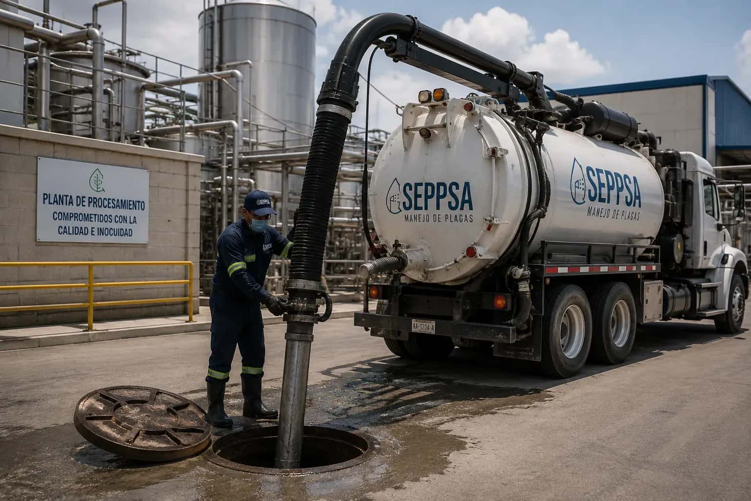 Operario de SEPPSA FUMIESPECIAL en operación industrial